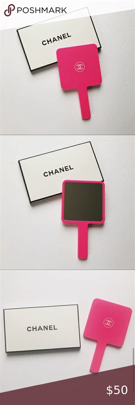 chanel pink mirror|Chanel hand held mirror.